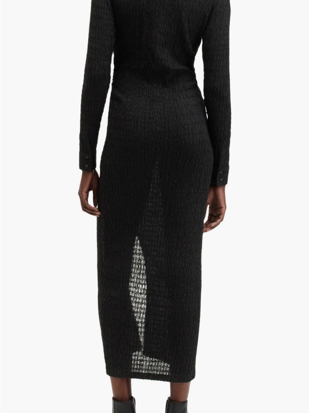 AllSaints Black Long-Sleeve Button Midi Dress - Picture 6 of 6